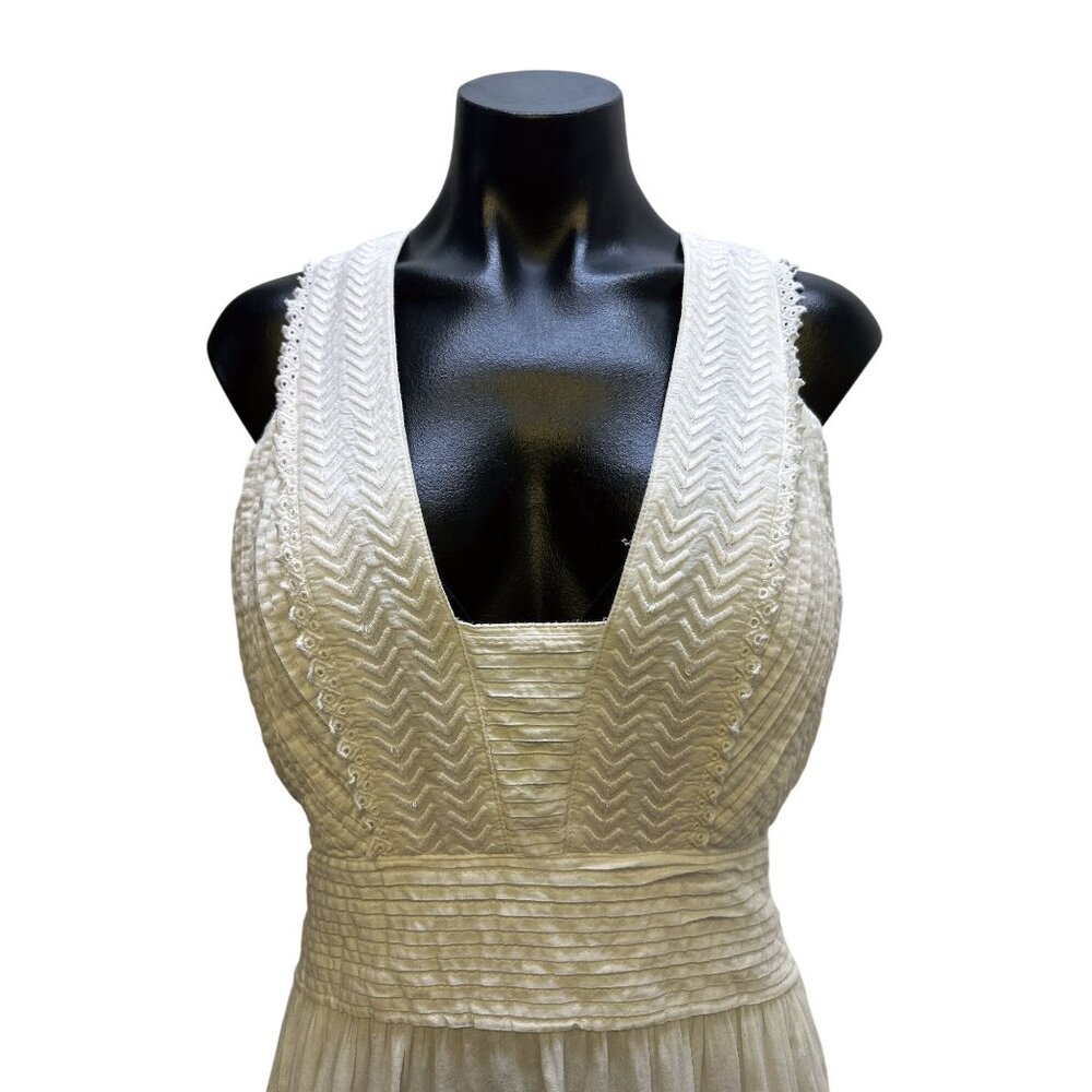 Ramy Brook White Maxi Dress w/Pleated Bodice Size S - Picture 2 of 10